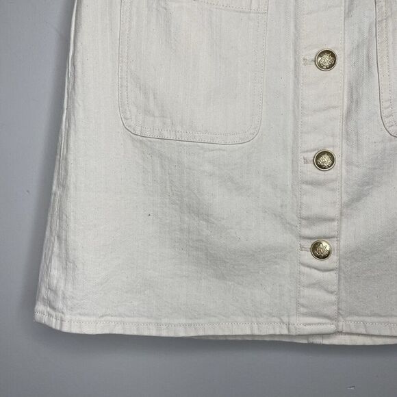 J.CREW Mini Skirt Women 28 Ecru Textured Denim NEW Button Front Pockets CA479 - Picture 4 of 15